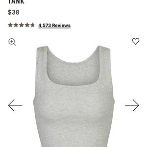 SKIMS Women's Square Neck Ribbed Tank Top - Gray